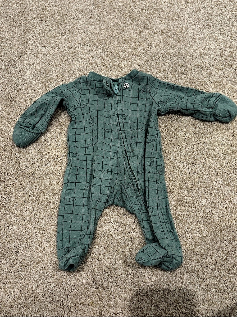 Carter's Baby Boy Dinosaur 100% Cotton 2-Way Zip Sleep & Play Pajamas - Green